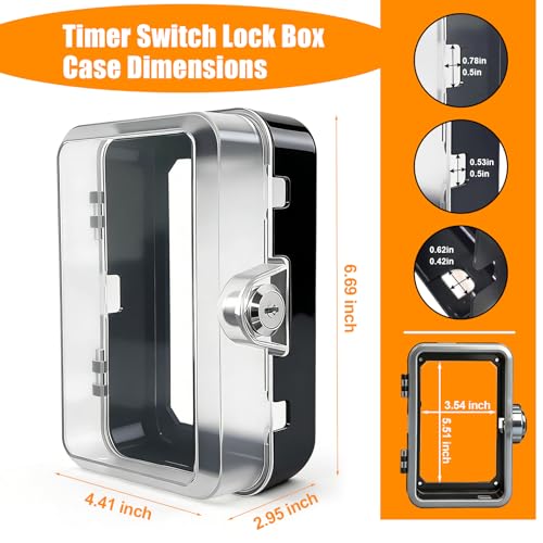 Timer Switch Lock Box Cover with Key, Child Proof Wall Timer Switch Protector, Fits Digital & Countdown Timers, Universal 1-Gang/2-Gang, Anti-Tamper Safety Cover for Kids & Pets (Black, 1 Pack) by PILISPARK - Used condition - Image 2