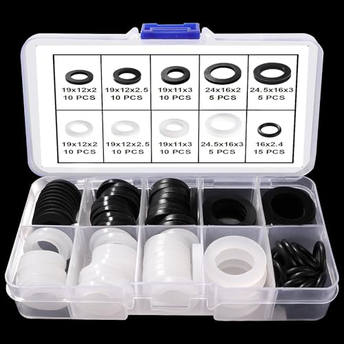 Lyeteung 90 Piezas 1/2 3/4 Pulgada Arandelas de Sellado O Ring, Goma Junta Plana, Silicona Junta de Manguera, para Mangueras de Grifos de Ducha