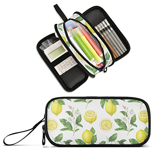 Image of Lemon Large Capacity Pencil Case 3 Compartment Pencil Pouch | Large Storage Pen Bag pencil box for Adults School Office Teen Girl Boy Men Women