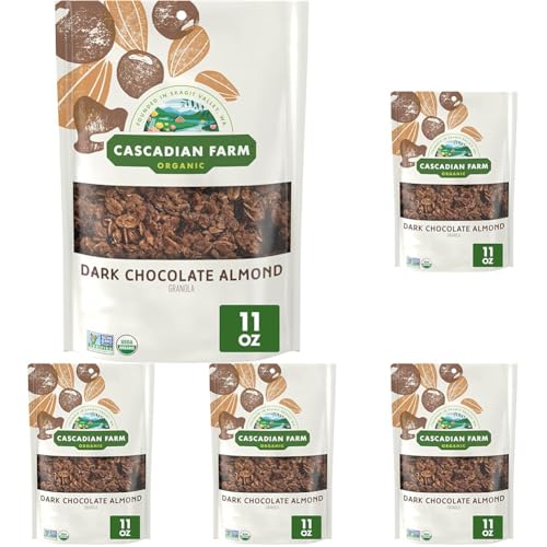 Image of Cascadian Farm Organic Granola, Dark Chocolate Almond Cereal, Resealable Pouch, 11 oz. (Pack of 5)