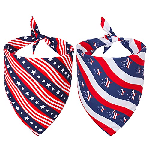 ADOGGYGO American Flag Dog Bandanas, Multiple Sizes Offered, Triangle Dog Scarf Patriotic 4th of July Dog Bandanas for Medium Large Dogs (Large, Independence Day-2)