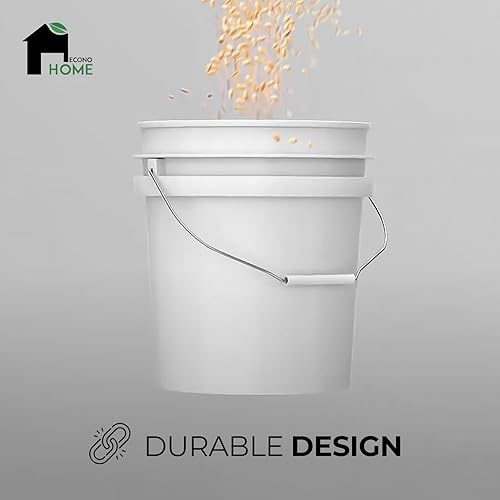 Vista 29 de EconoHome Cubo redondo de plástico de grado alimenticio de 1 galón, recipientes para almacenamiento de alimentos con tapas, ideales para recipientes