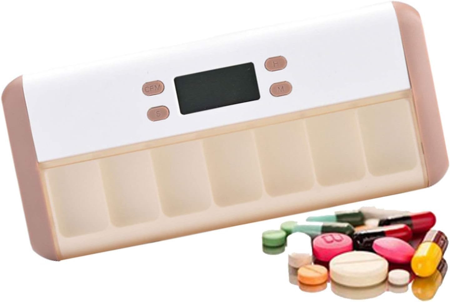 Genérico Pastillero Inteligente con 7 Recordatorios De Alarma | Fabricado Con Pp Apto Para Uso Alimentario, Adecuado Para Pacientes Con Parkinson (Brown)