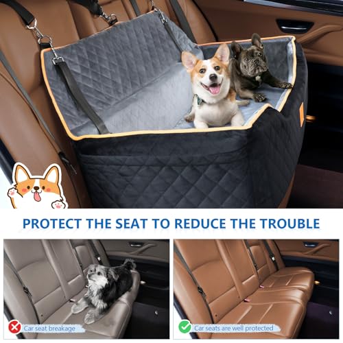 GL GLENSLAVE Hundeautositz für große/mittlere Hunde, bequemes Hundeautobett Pet Booster für den Rücksitz, vollständig Abnehmbarer & waschbarer Hundereisesitz mit dickem Kissen