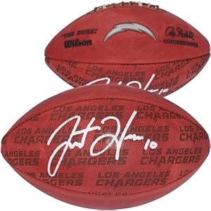 Justin Herbert Los Angeles Chargers Autographed Duke Showcase Football – Autographed Footballs