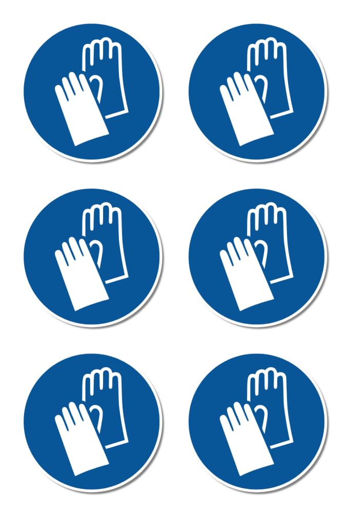 Use hand guards: M009 - DIN EN ISO 7010 / ASR A1.3 - sticker: diameter 5 cm, pack of 6, Blue