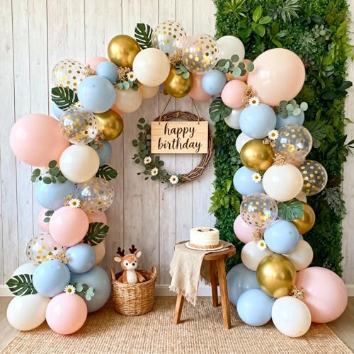 Image of Gender Reveal Pink and Blue Balloon Arch Kit 129 PCs
