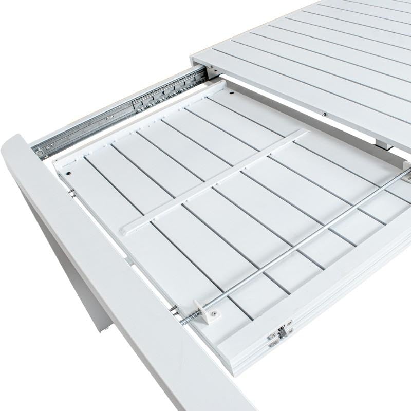 DRW Tavolo allungabile da esterno in alluminio, bianco, 75 x 149 x 149 cm