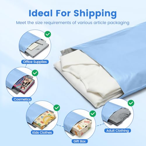 Image of Metronic Poly Mailers 10x13 50 Pack, Self Seal Shipping Bags for Clothes | Waterproof Tear-resistant Mailing Envelopes, Thick Packaging Bags for Clothing, Boutiques, Small Business, Haze Blue.