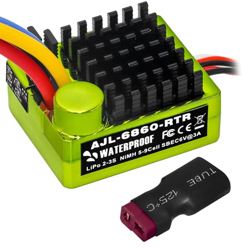GOUPRC 60A Brushed ESC Electronic Speed Controller Waterproof for 1/10 RC Car RC Boat for use with...