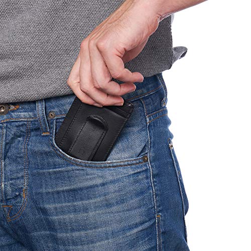 Image of Alpine Swiss RFID Dermot Money Clip Front Pocket Wallet For Men Leather York Collection Smooth Finish Black