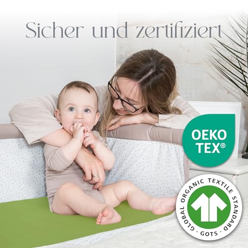 Spannbettlaken Kinderwagen 90x50 cm – 2er-Set Grün Baby Spannbettlaken Aus Bio-Baumwolle – Waschbar & Weich – Für Kinderwagenmatratze – Ansicht 2
