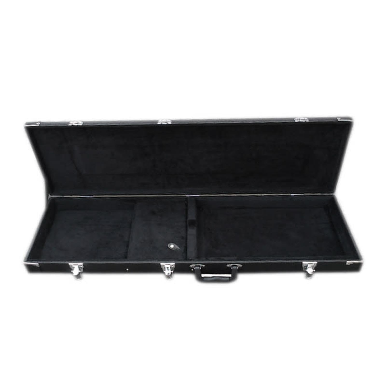 Custodia per basso con scomparto per accessori, dotata di interni in velluto per riporre in modo sicuro l'attrezzatura musicale. Custodia rigida per chitarre elettriche standard con serratura.