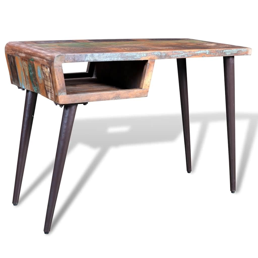 Bureau avec Dessus en Bois de récupération et 4 Pieds en Fer