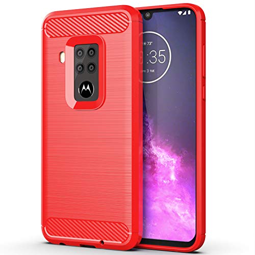 Osophter for Motorola Moto One Zoom Case,Motorola Moto One Pro Case Shock-Absorption Flexible TPU Rubber Full-Body Protective Phone Cover for Moto One Zoom(Red)