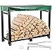 VEVOR Estante de Leña con Cubierta 244,5 x 36,2 x 122 cm Estante para Leña Exterior Capacidad de Carga 590 kg Estante de Leña de Acero Estante para Leña con Pies Estante de Registro de Chimenea Negro