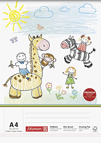 Brunnen - Bloc de dibujo infantil (210 mm x 297 mm, DIN A4, 100 g/m², 75 hojas)