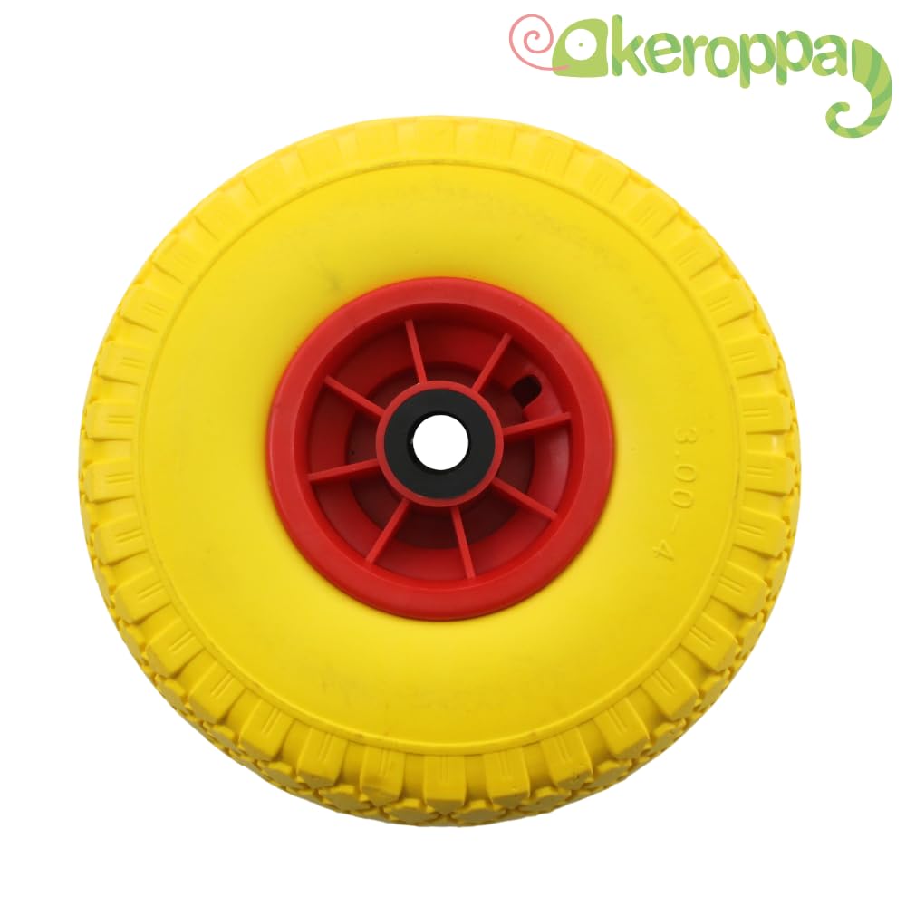 KEROPPA Rueda Maciza Carretilla Rueda para Carros 26 cm diámetro Eje ABS Grosor 7 cm Resistente Duradera Amarillo (1)