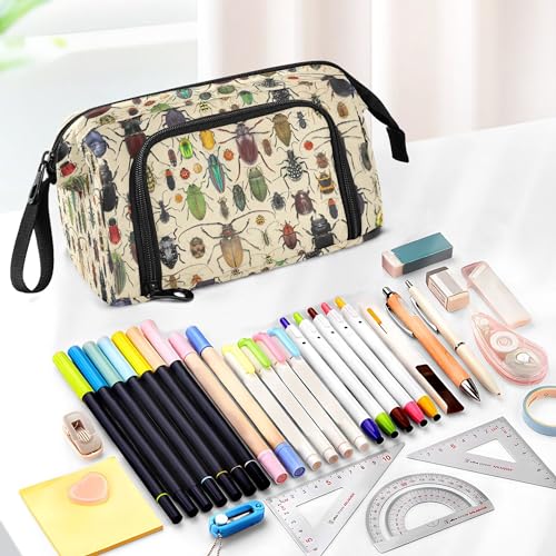 Image of Fisyme Ladybugs Beetles Bugs Pencil Case Large Capacity Pencil Pouch Pen Bags Box Big Makeup Pencil Case Organizer