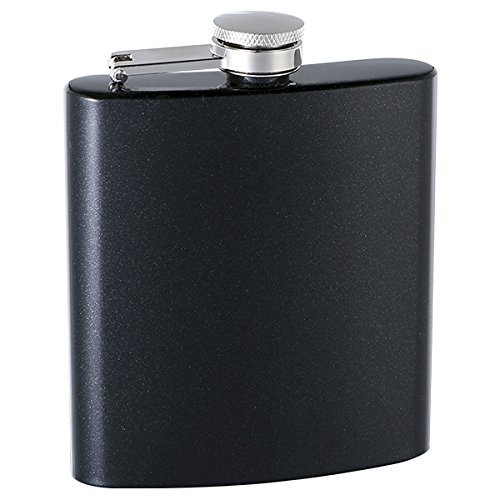 Top Shelf Flasks | Black Custom Engraving Pocket SIze 6 oz Stainless Steel Hip Flask | Screw-On Leak Proof Cap | Birthday Celebration Unisex gift Mini Liquor Flask - Pack of 1