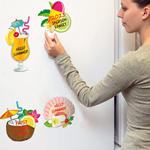 Buryeah 16 Pcs Large Summer Magnets Tropical Beach Car Magnets Set 10 Beach Magnetic Refrigerator Decoration Cruise Door Magnets Tropical Palm Tree Magnetic With 6 Paint Pens #TOP6
