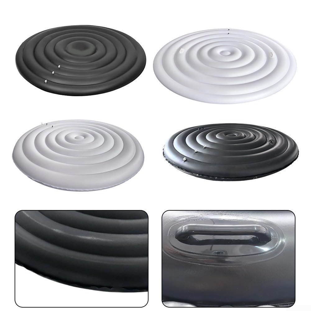 Zilimontt Aufblasbare Badewanne, verstellbar, 128 cm, 158 cm, 180 cm, runder Deckel, Wärmedämmung, PVC, wetterfest, Outdoor, Garten, Spa (weiß ohne H)