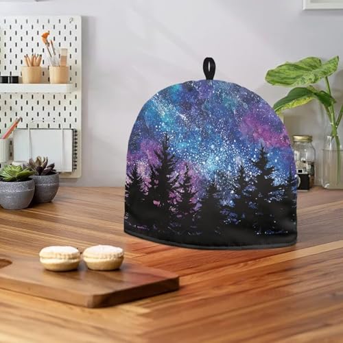 Image of Hudotybom Galaxy Tea Cozy for Teapot Insulated Large Teapot Cover to Keep Warm Tea Kettle Cover Machine Washable Coffee Pot Cloth Covers Kitchen Home Decorations