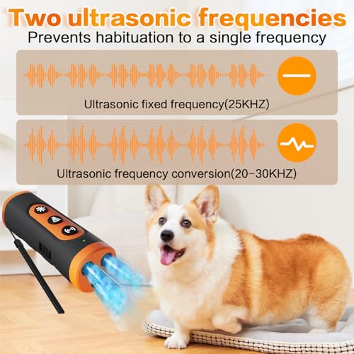 Antibell für Hunde - Ultraschall Anti Bell Gerät Hunde, Handheld Bellenstopper für Kleine & Große Hunde, Innen & Außenbereich, LED Anti Bellen Gerät, Hundebellen-Abschreckmittel für ein Ruhiges Zuhaus