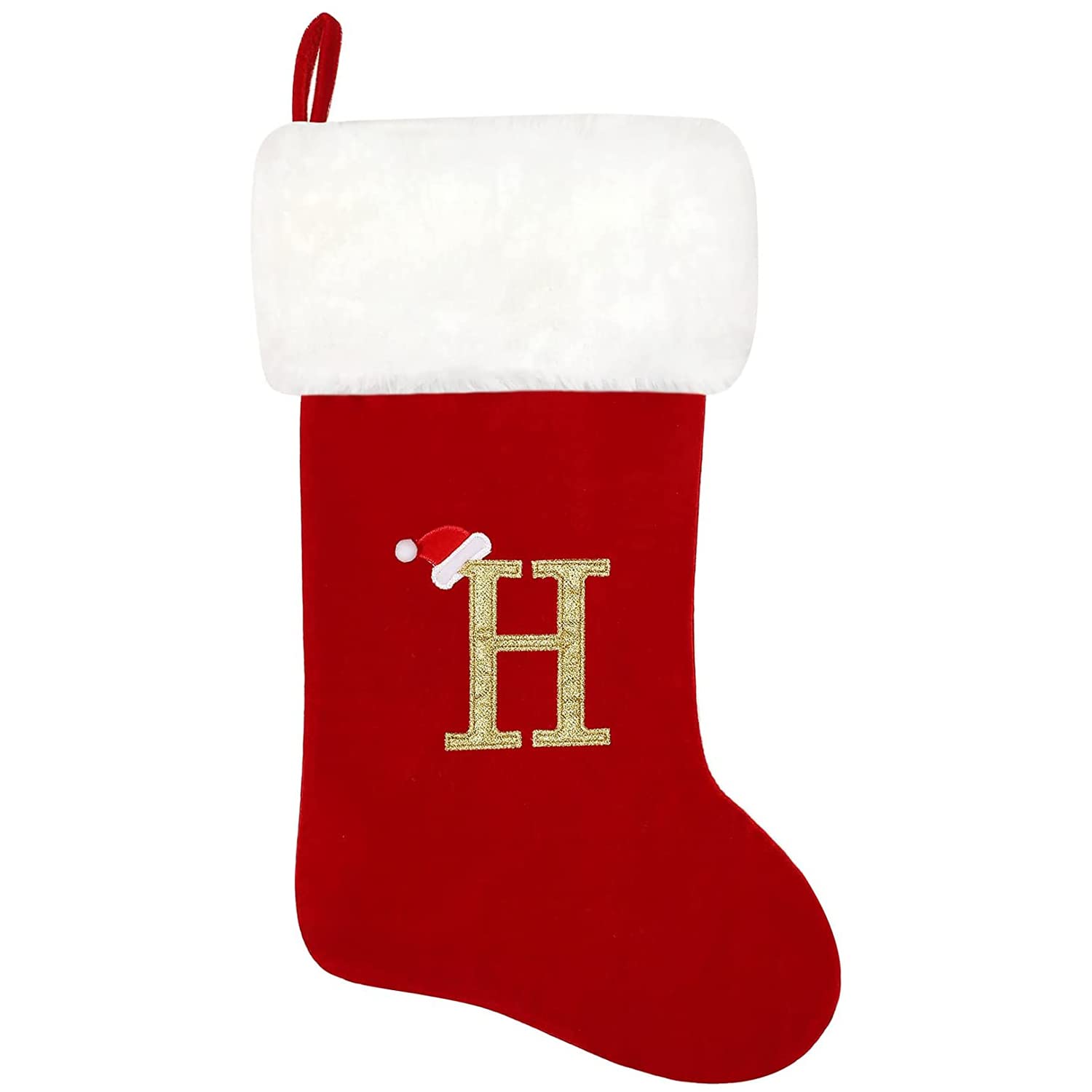 Uaste Christmas Stockings with Monogrammed - 20 Inch Large Size Xmas Stockings with Monogrammed Letters - Kids Christmas Stocking Gift Bag for Xmas Decoration and Tree Ornamentation