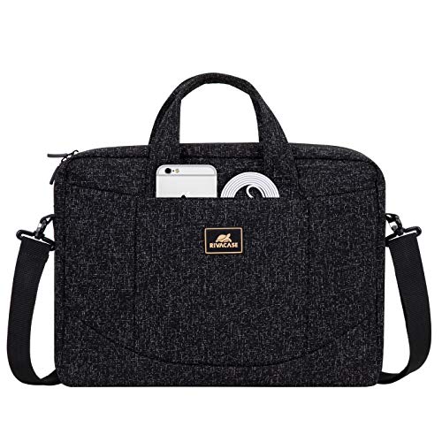 Image of RIVACASE Anvik Laptop Bag 15.6 Inches Waterproof Compact Shoulder Bag for Notebooks Ultra Light Computer Bag for Women /Men /School /Travel /Business, Compatible with Laptop Macbook Pro 15.6 inch, Black