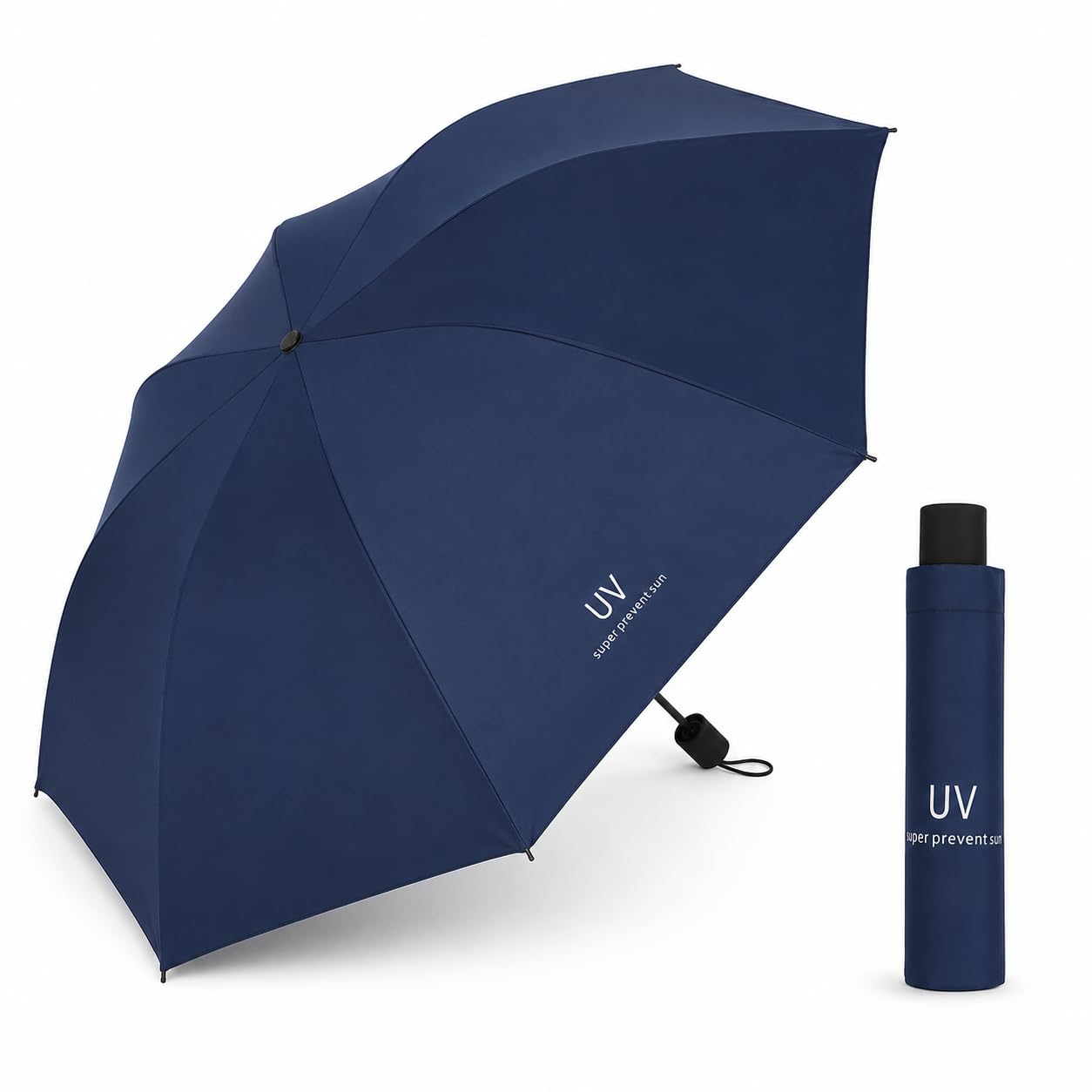 Compact Folding Umbrella for Rain, Navy Blue, UV Protection, Windproof, Portable for Daily Commute and Travel-image-24