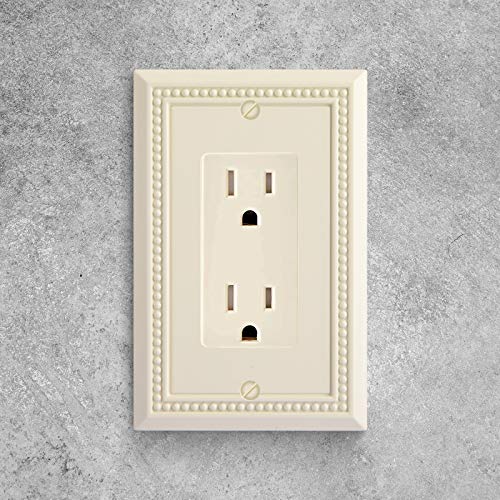 Image of Henne Bery Sunken Pearls Heavy Duty Decorative Wall Plate Switch Plate Outlet Cover (Single Decorator, 3 Pack, Light Almond)