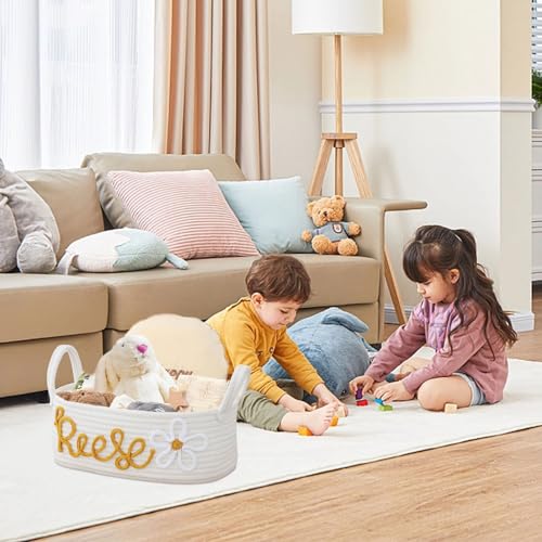 Baby-Geschenkkorb, Aufbewahrungskorb Geflochten Personalisierte Baby Windel Geflochtene Aufbewahrungskörbe, Aufbewahrungskorb für Babyspielzeug und Kleidung Caddy Organizer Geschenkkorb