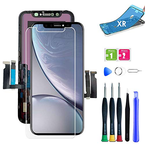 Ecran pour iPhone XR Noir 6.1" Pouces -Écran Tactile Digitizer Assembly avec Kit De Réparation Complet et Protecteur D'écran