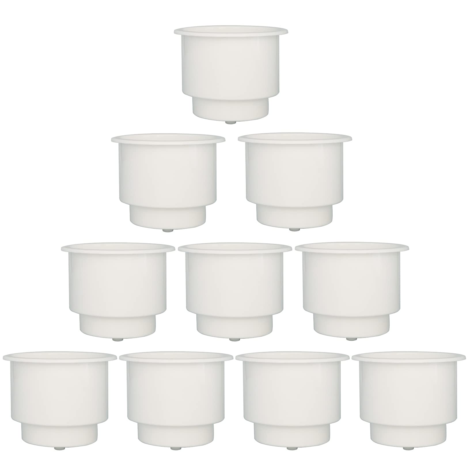 Yuanhe White Plastic Cup Drink Holder Insert with Drain for Boat Car Marine Rv, 10PCS