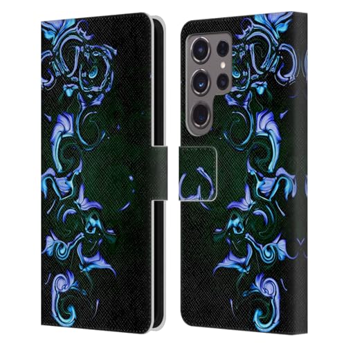 Funda de cuero Samsung Galaxy S24 Ultra con ranuras para tarjetas Olas Glitch