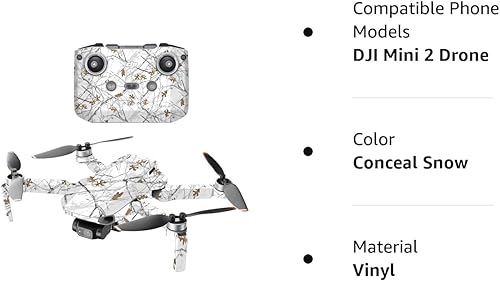 Miniatura 5 de MightySkins - Compatible con DJI Mini 2 Dron portátil  Ocultar nieve  Funda protectora de vinilo duradera y única  Fácil de aplicar, quitar y