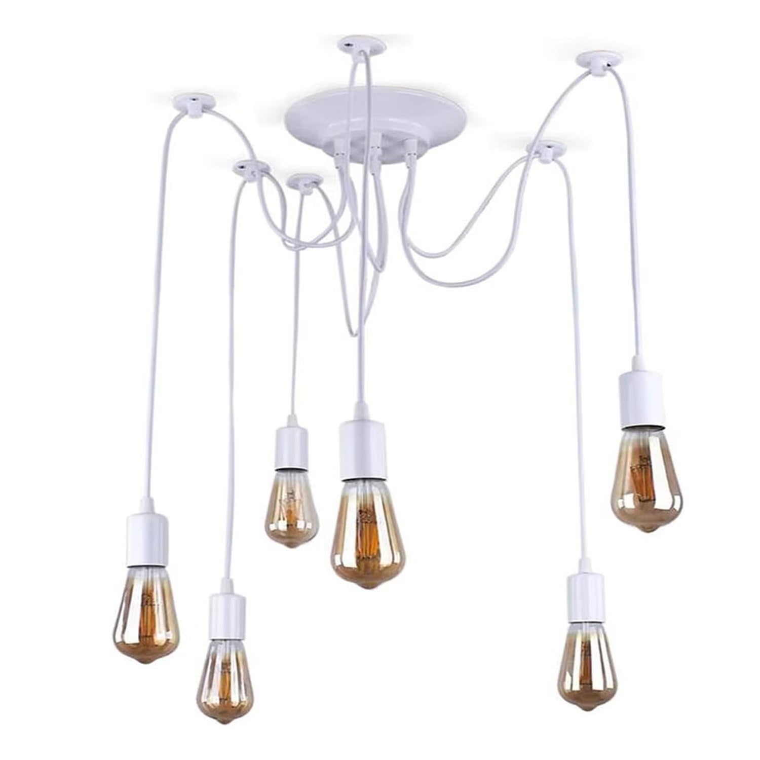 Lampadario a sospensione Edison classico, E27 luci ragno bianco 2m cavo regolabile 6 luci, plafoniere moderne per camera da letto cucina bar