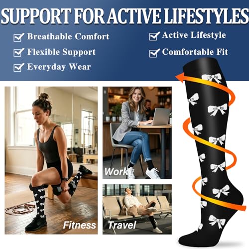 Image of Sooverki Compression Socks for Women and Men Circulation (3 /4 Pairs) is Best Support for Running Athletic Cycling Hiking