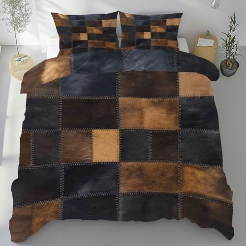 Parure de lit 220x240 patchwork avec housse de couette en microfibre et taies - 3