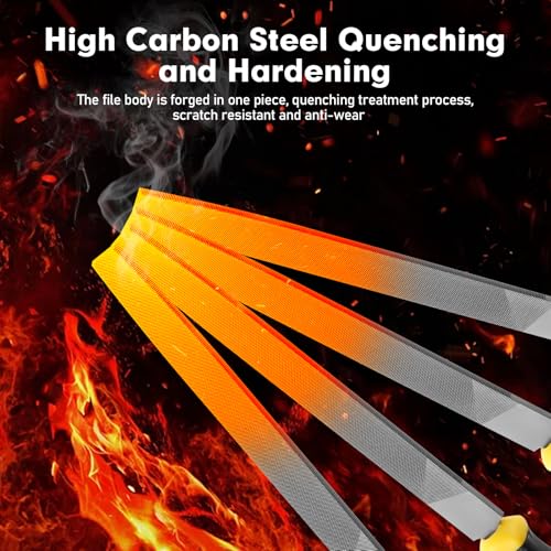 TOYIKOM 8 Inch Flat Hand Metal File, Metal Files for Steel with Ergonomic Handle, Durable High Carbon Steel Files Tools for Metal Wood and Stone Trimming, Shaping, Bastard File with Uniform Teeth - Thumbnail 7