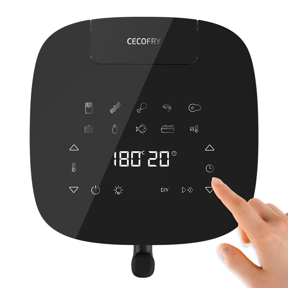 Cecotec Cecofry Neon 5000 Friggitrice ad Aria, 5 L, Spruzzo d'Acqua per una Cottura Perfetta, Tecnologia Healthy Crispy e PerfectCook, 10 Menu Predefiniti, Finestra e Luce Interna, Controllo Tattile.