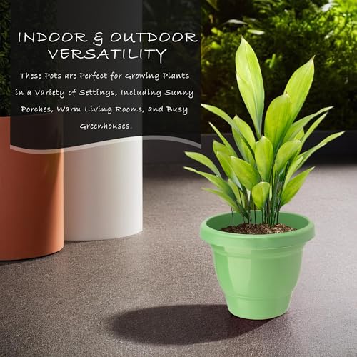 Image of Kuber Industries (Pack of 5) Flower Pot | Pots for Terrace, Garden (6 Inch) 2-Layer Fuldani Flower Pot | Pots Stand for Plants | Phooldaan for Home D?cor | Synergy Indoor Plant Stand | Green