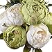 Leagel Fake Flowers Vintage Artificial Peony Silk Flowers Bouquet Wedding Home Decoration, Pack of 1 (Green)