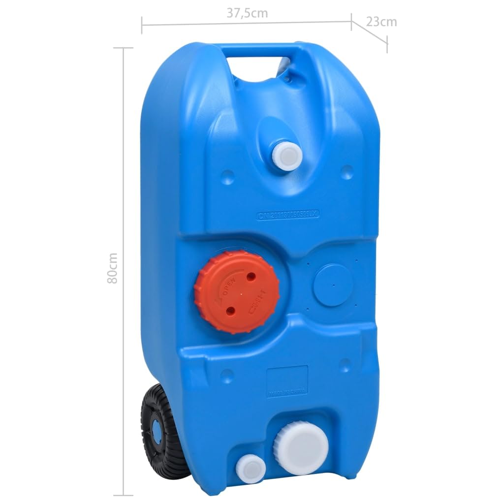 Rekreacja na świeżym powietrzu, kemping i wędrówki, zbiornik na wodę na kółkach na kemping, 40 l, niebieski