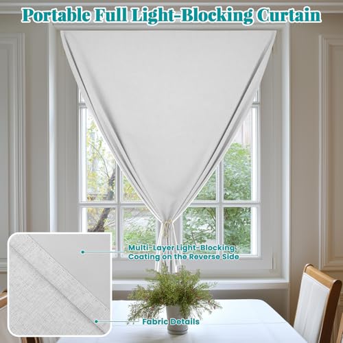 Image of 100% Self Adhesive Blackout Curtains- Stick on Curtains Shades Window Blinds Curtains No Rod Needed Easy to Hang Curtain, Use for Bedroom, Roman Shades, W52 x L72 inch, 1 Panel, Off-White