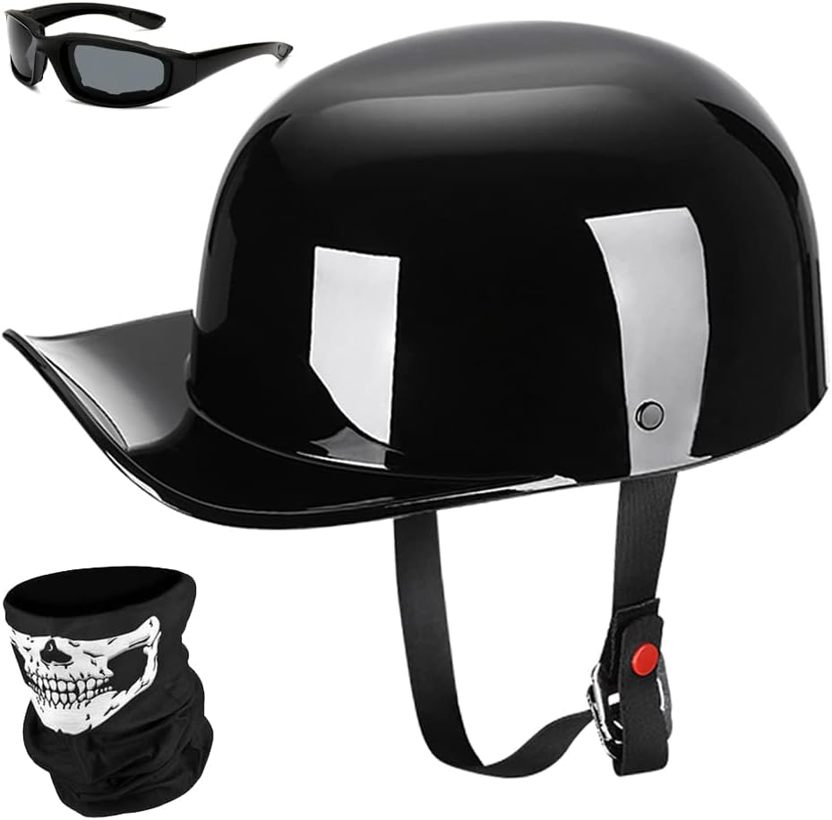 Baseball Motorcycle Helmet Half Cap for Bike Cruiser Chopper Moped Scooter- Dot Approved