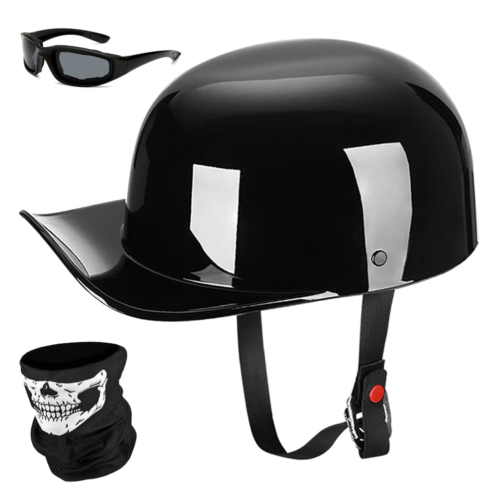 Baseball Motorcycle Helmet Half Cap for Bike Cruiser Chopper Moped Scooter- Dot Approved