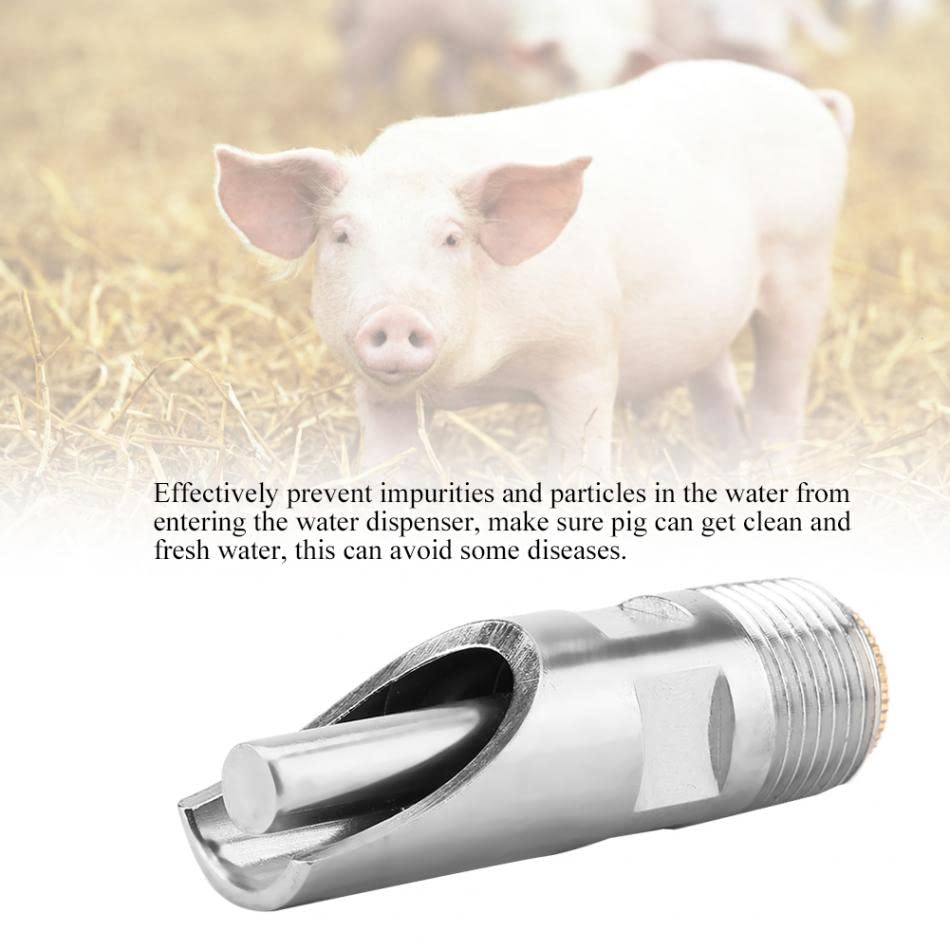 Produktbild von Akozon 10er-Set Automatische Schweinetränke Aus Edelstahl – Einstellbarer Wasserdurchfluss Für Schweine, Rinder, Pferde & Schafe – Wassersparend & Robust