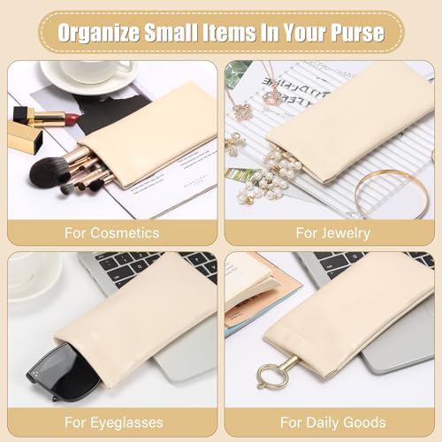 Image of Sightor Sunglass Case, 2 Pcs Soft Eyeglass Cases for Women Portable Squeeze Top Leather Glasses Pouch